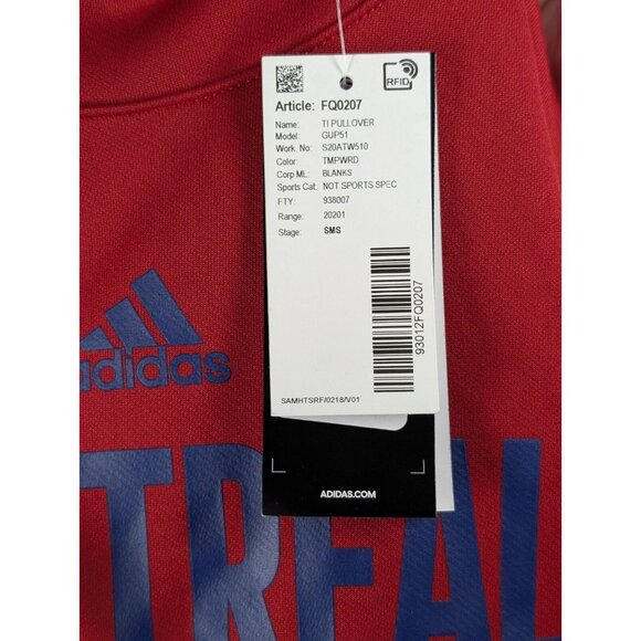 NEW NWT Montreal Canadiens Hoodie Mens Small Adidas Red Pullover NHL Sweatshirt - Picture 5 of 5